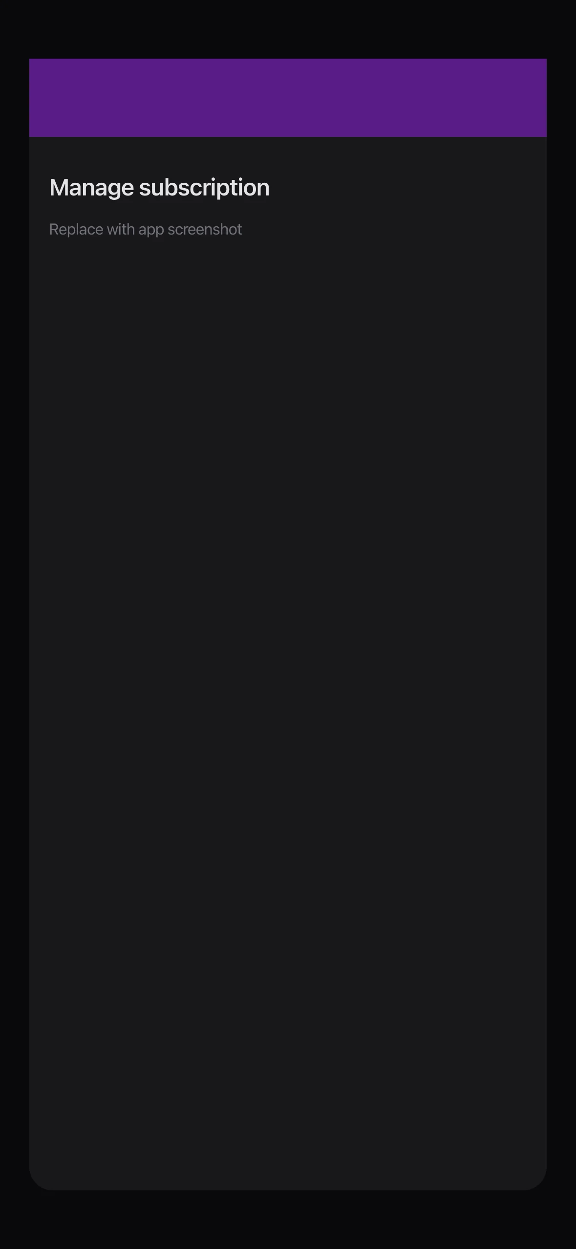 Manage Subscription screen in Habisty